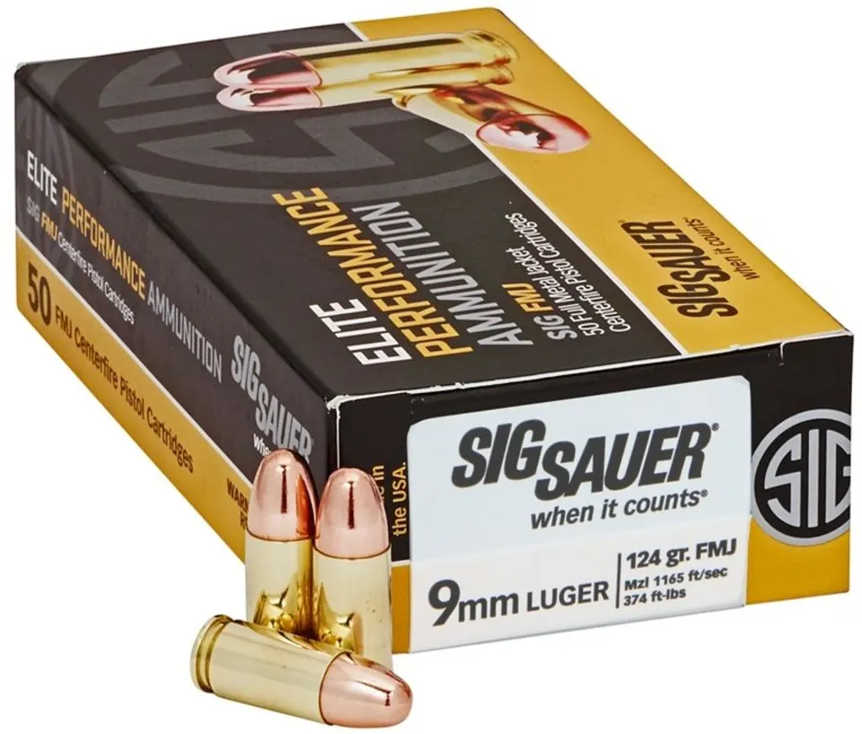 SIG 9MM 124GR FMJ 50RD 20BX/CS