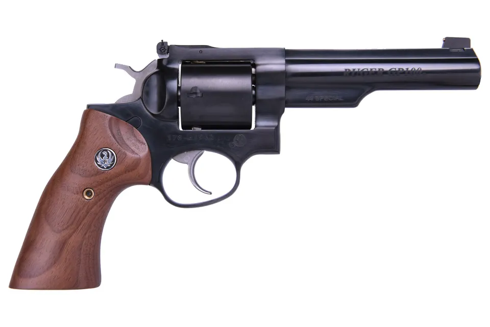 GP100 44SPC BLUE 5" HALF LUG — 1770 ADJ SGTS/WALNUT GRIPS
