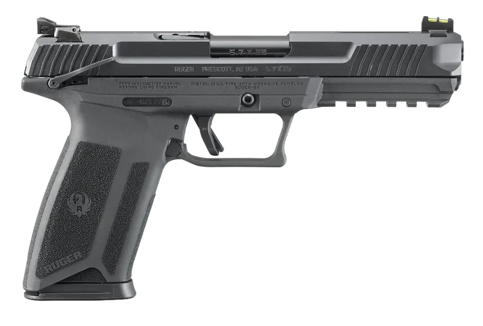 RUGER-57 5.7X28 BLK 5" 10+1 AS — 16402 | 2 MAGS|ACCESSORY RAIL